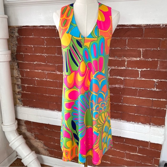 Julie Brown NYC Livie Dress Pink Tropicana Retro Shift Dress Bright Floral - Picture 2 of 13
